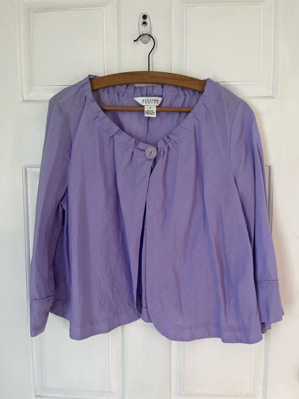 100% Linen Allison Taylor Lavender Button-Front Top